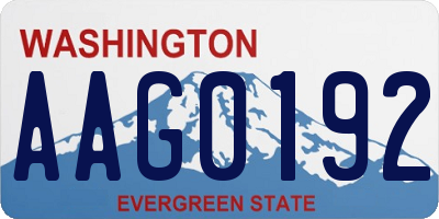 WA license plate AAG0192