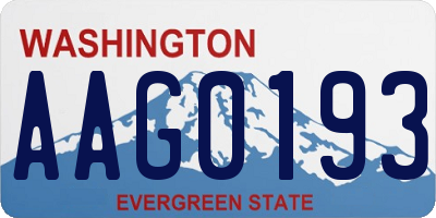 WA license plate AAG0193