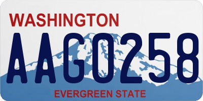 WA license plate AAG0258