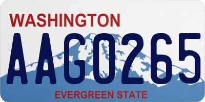 WA license plate AAG0265