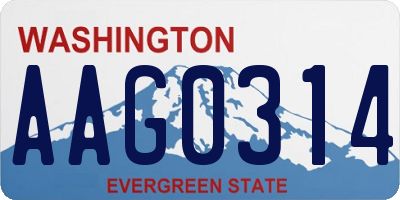 WA license plate AAG0314