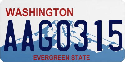 WA license plate AAG0315