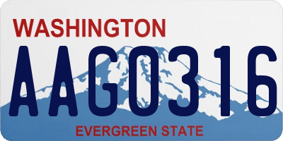 WA license plate AAG0316