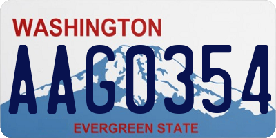 WA license plate AAG0354