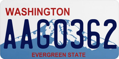 WA license plate AAG0362