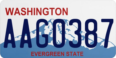 WA license plate AAG0387