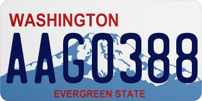 WA license plate AAG0388