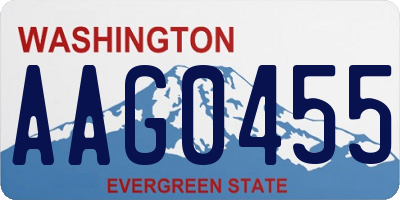 WA license plate AAG0455