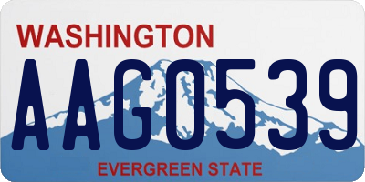 WA license plate AAG0539