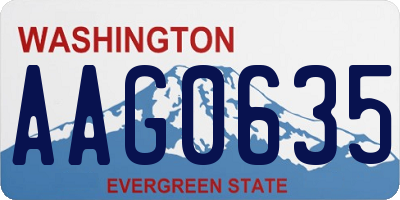 WA license plate AAG0635