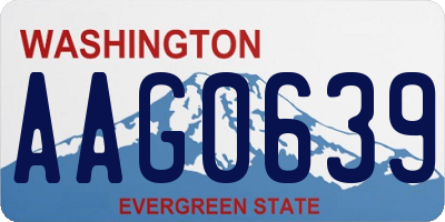 WA license plate AAG0639