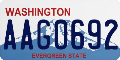 WA license plate AAG0692