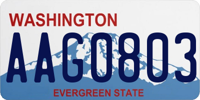 WA license plate AAG0803