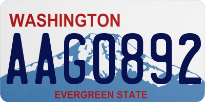 WA license plate AAG0892