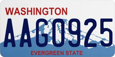 WA license plate AAG0925