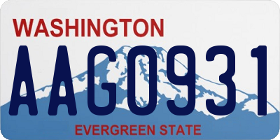 WA license plate AAG0931