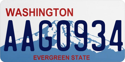 WA license plate AAG0934