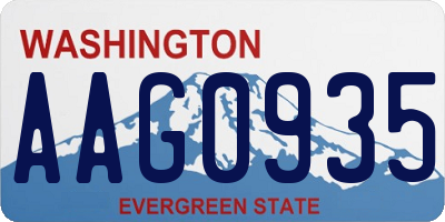 WA license plate AAG0935