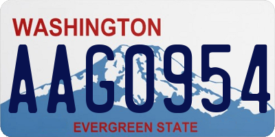 WA license plate AAG0954