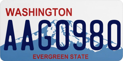 WA license plate AAG0980