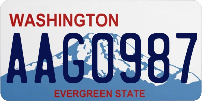 WA license plate AAG0987