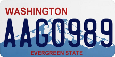 WA license plate AAG0989