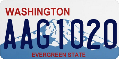 WA license plate AAG1020
