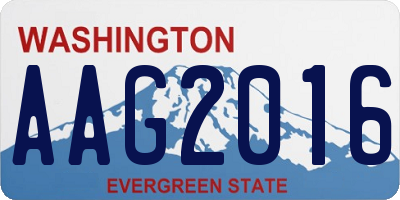 WA license plate AAG2016