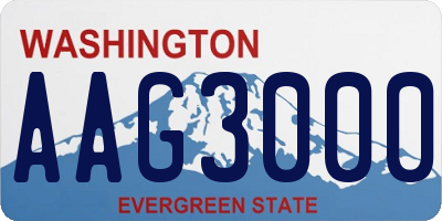WA license plate AAG3000