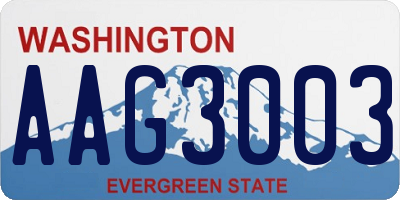 WA license plate AAG3003