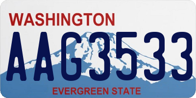 WA license plate AAG3533