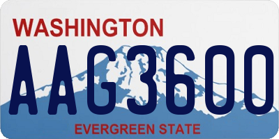 WA license plate AAG3600