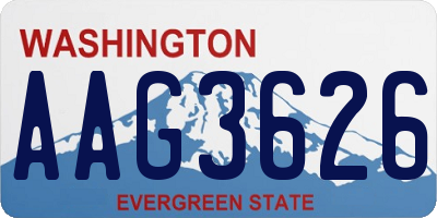 WA license plate AAG3626