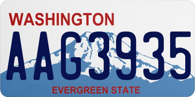 WA license plate AAG3935