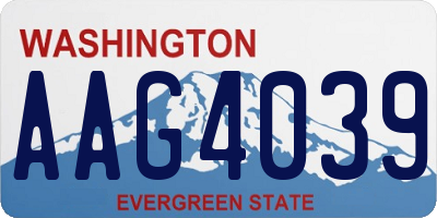 WA license plate AAG4039