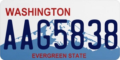 WA license plate AAG5838