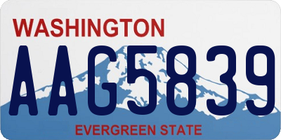 WA license plate AAG5839