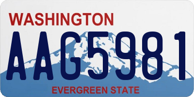 WA license plate AAG5981