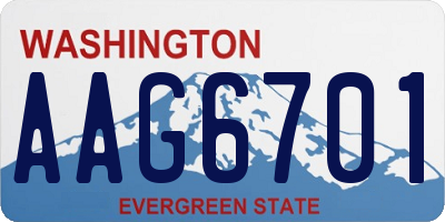 WA license plate AAG6701