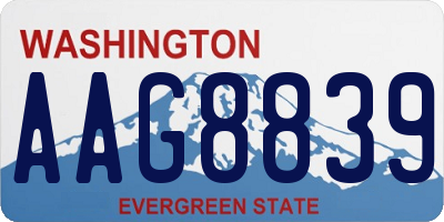 WA license plate AAG8839
