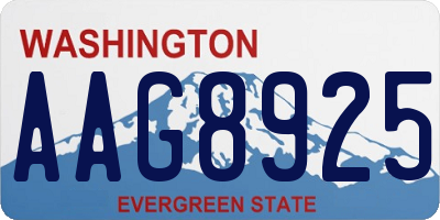 WA license plate AAG8925