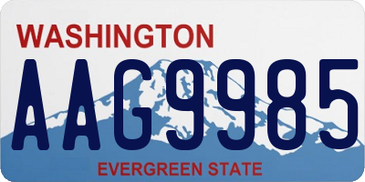 WA license plate AAG9985