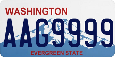 WA license plate AAG9999