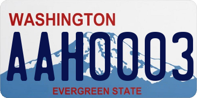 WA license plate AAH0003