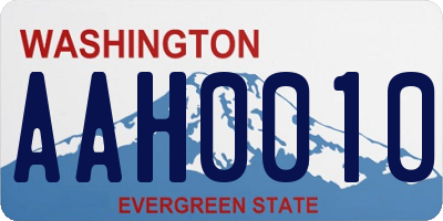 WA license plate AAH0010