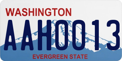 WA license plate AAH0013
