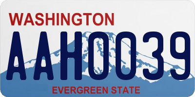 WA license plate AAH0039