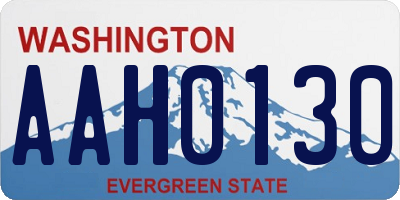 WA license plate AAH0130