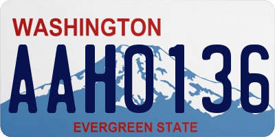 WA license plate AAH0136