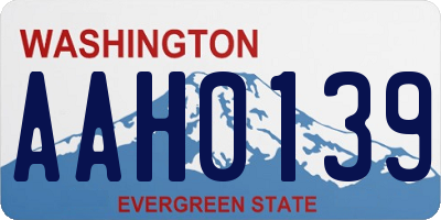 WA license plate AAH0139